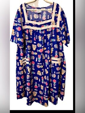 Lasting Comfort Women’s 100% Cotton Garden Print Vintage Mumu Size 4X